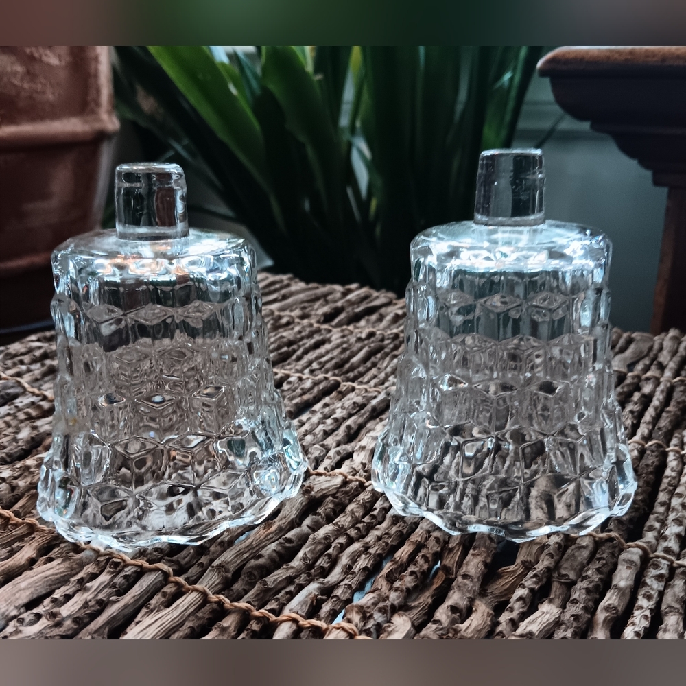 Pair Fostoria American Cubist Peg Votive Candle Holders or Homco